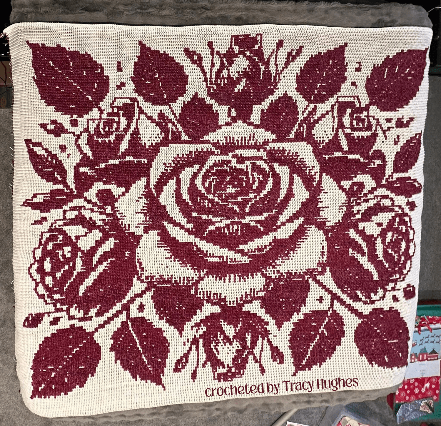 Midnight Rose Afghan, Overlay Mosaic Crochet Pattern